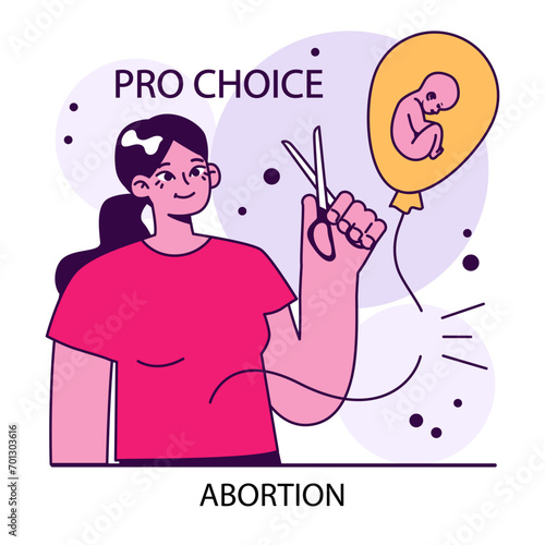 Abortion. Pregnancy termination. Reproductive health decisions. Mother choice to cancel unborn child with gynecology surgery. Flat vector illustration.