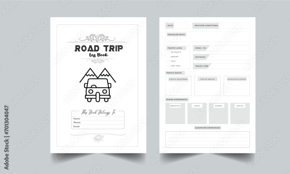 Road Trip Log Book. Daily Gratitude Monthly &amp; Yearly Undated Planner ...