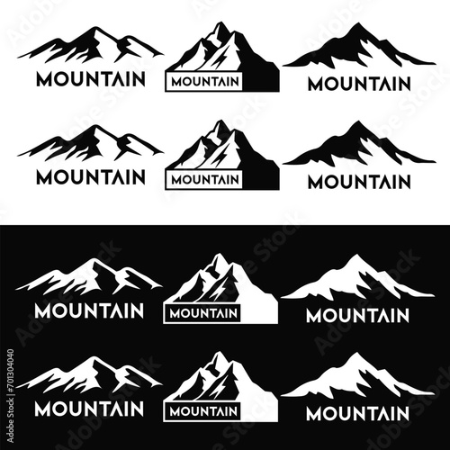 mountain silhouette , set of blue rocky mountain silhouette. bundle vector.