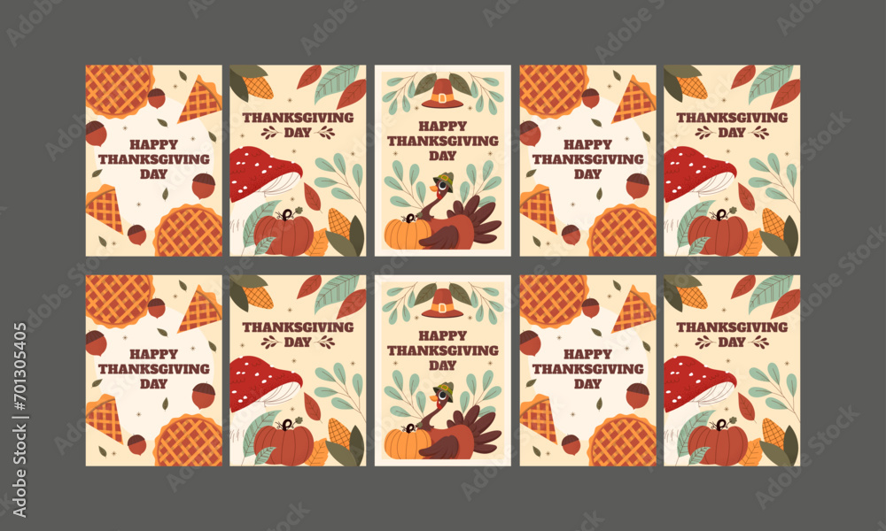 happy thanks giving vector illustration social media stories