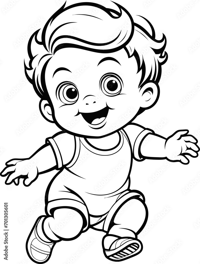 Baby boy emoji vector image, black and white coloring page Baby boy emoji vector image, black and white coloring page