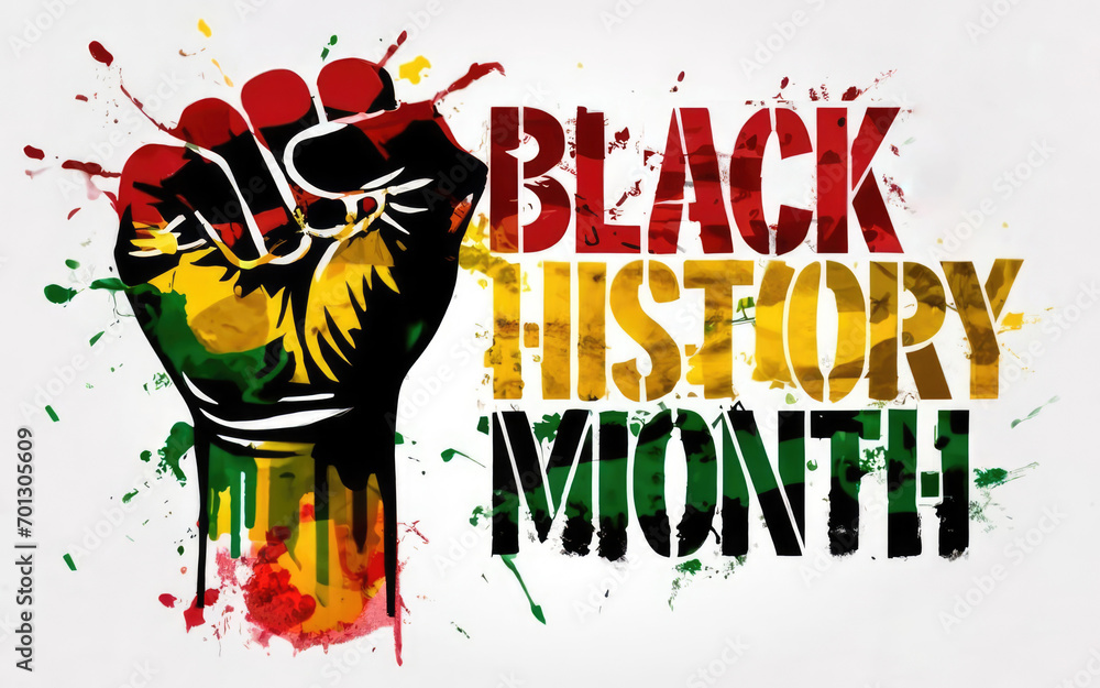 Black History Month Poster With A Text Title RIsing Fist As A Symbol Black History Month Poster With A Text Title RIsing Fist As A Symbol