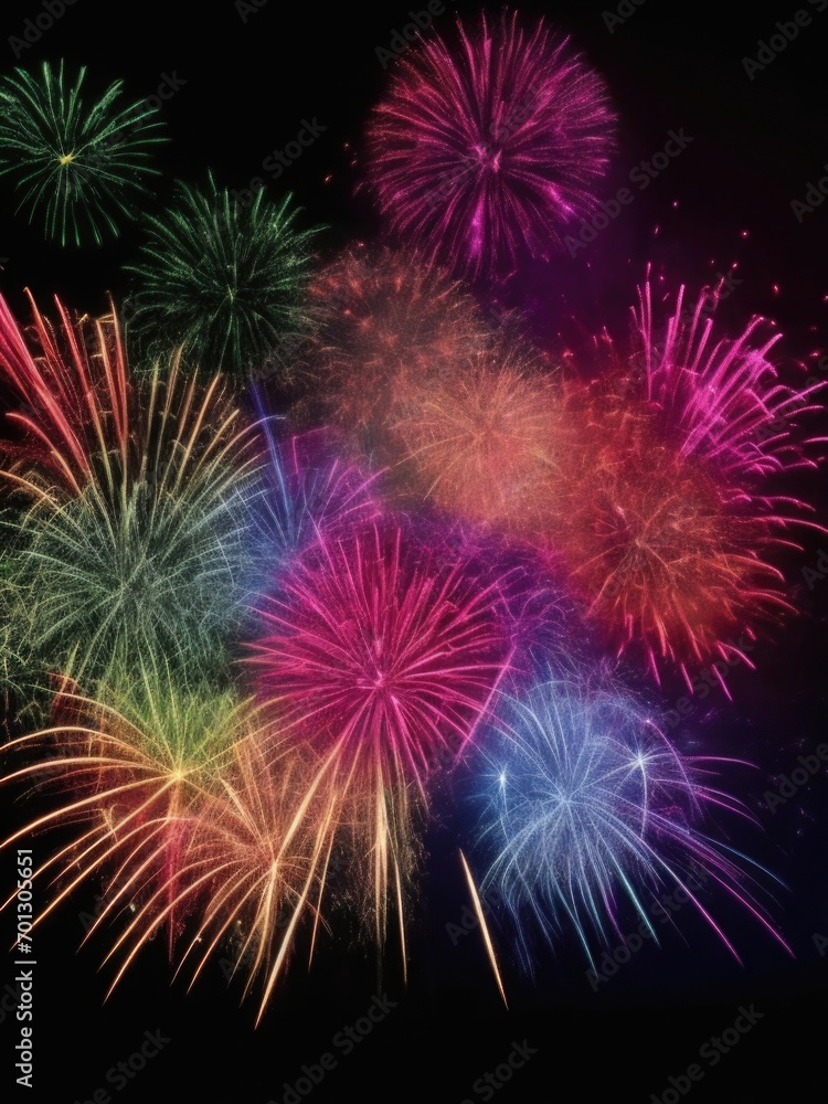 Beautiful New Year fireworks in close-up.