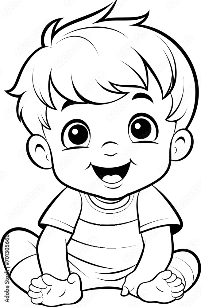 Baby boy emoji vector image, black and white coloring page Baby boy emoji vector image, black and white coloring page