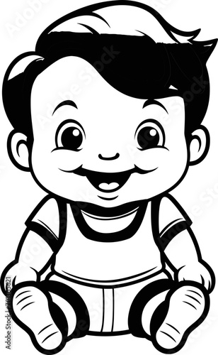 Baby boy emoji vector image  black and white coloring page