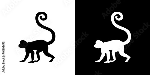 Monkey silhouette icon. Animal icon. Black animal icon. Silhouette