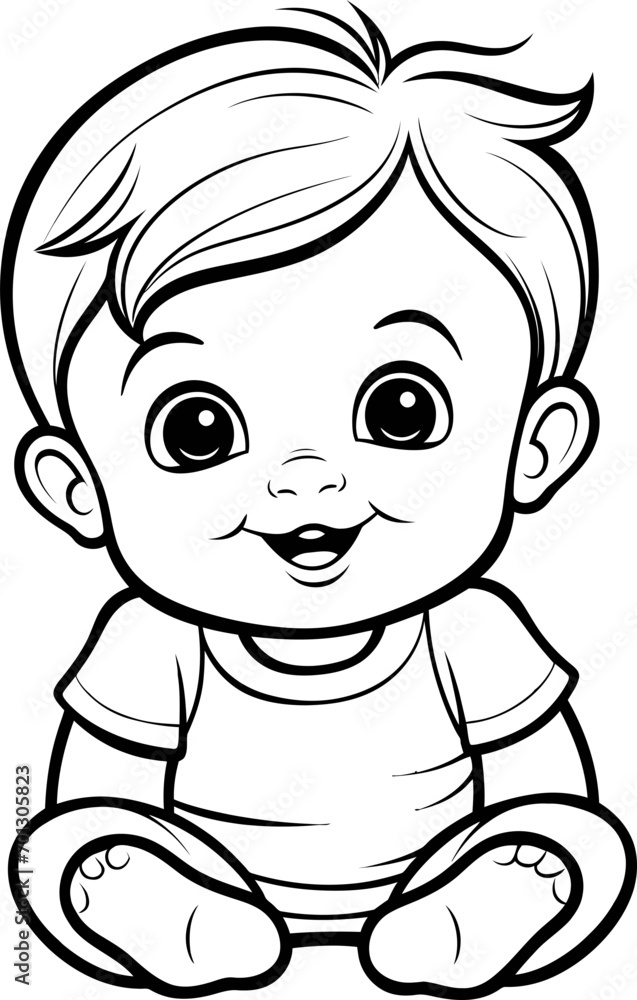 Baby boy emoji vector image, black and white coloring page Baby boy emoji vector image, black and white coloring page