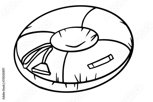 inner tubing, bumper tubing, towed tubing, biscuiting, kite tubing vector doodle illustration. Equipment. Outline hand drawing for sport market, winter holidays poster, flyer, site, web banners.