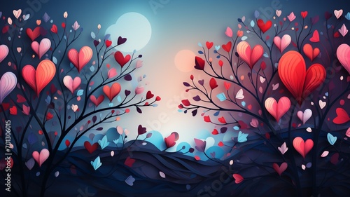 valentines day background. Symbols of love in shape of heart for greeting card design