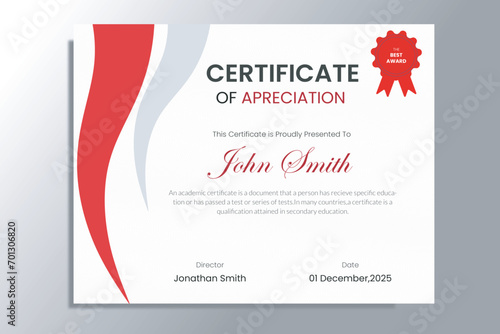 Certificate of Appreciation template, certificate of achievement, awards diploma template photo