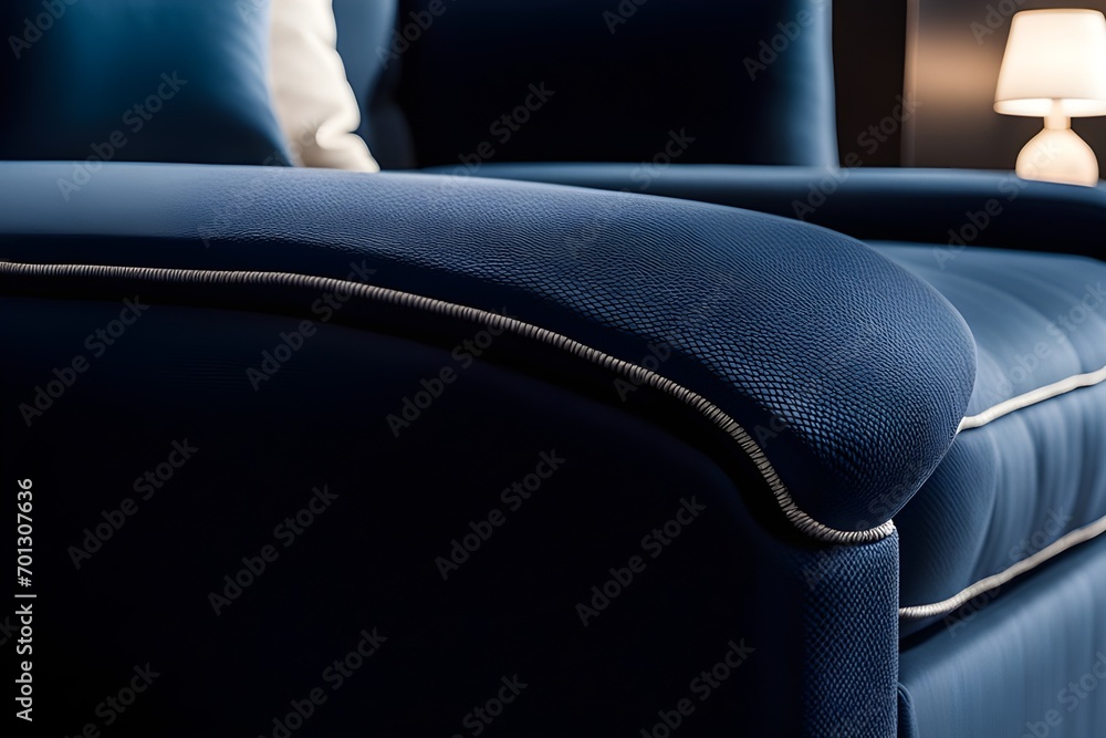 Obraz premium Texture and details of the fabric on upholstered furniture, bringing attention to comfort and style, background image, generative AI