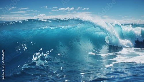 photo of a view of clear blue waves in a beautiful ocean made by AI generative © M.Taufiq