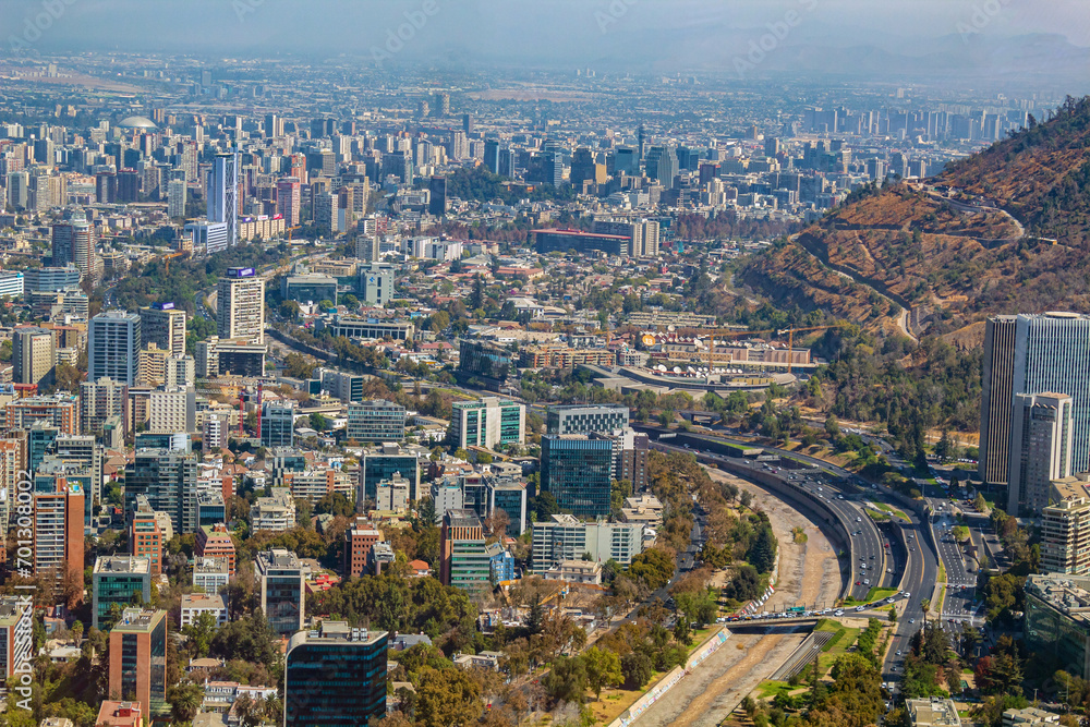 aerial view of the city Cerro San Cristóbal Santiago Chile