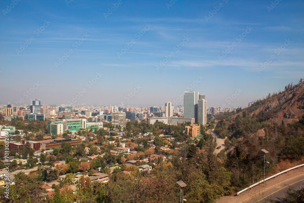 view of downtown city Cerro San Cristóbal Santiago Chile