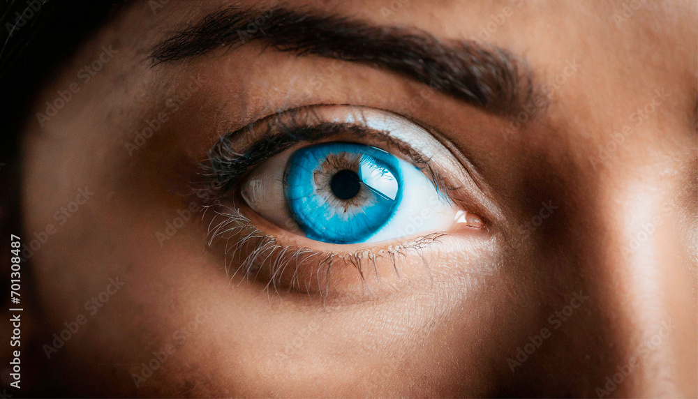 Close-up image of a human eye with blue color Close-up image of a human eye with blue color