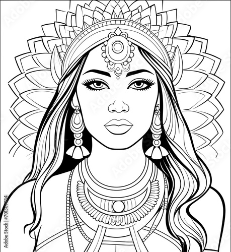 Indian face lady vector stock photo