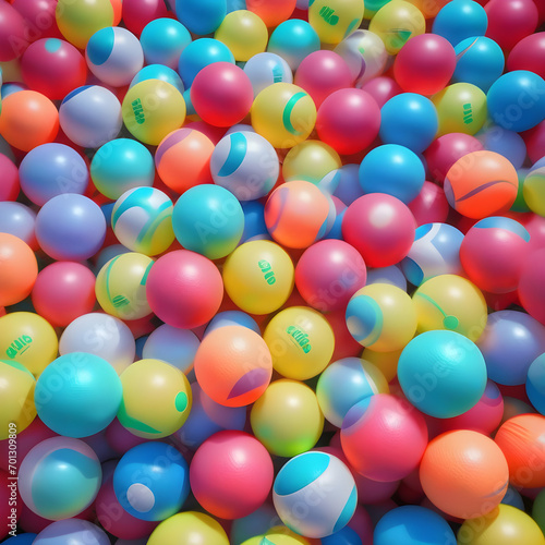 Multi colored spheres of sport balls galore outdoors © Antonio Giordano