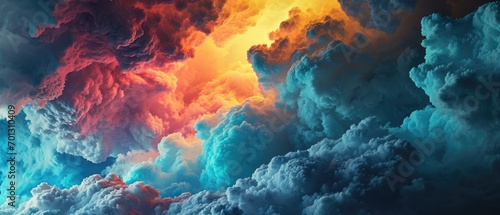 Dramatic cloudscape with vivid orange and cool blue tones. photo