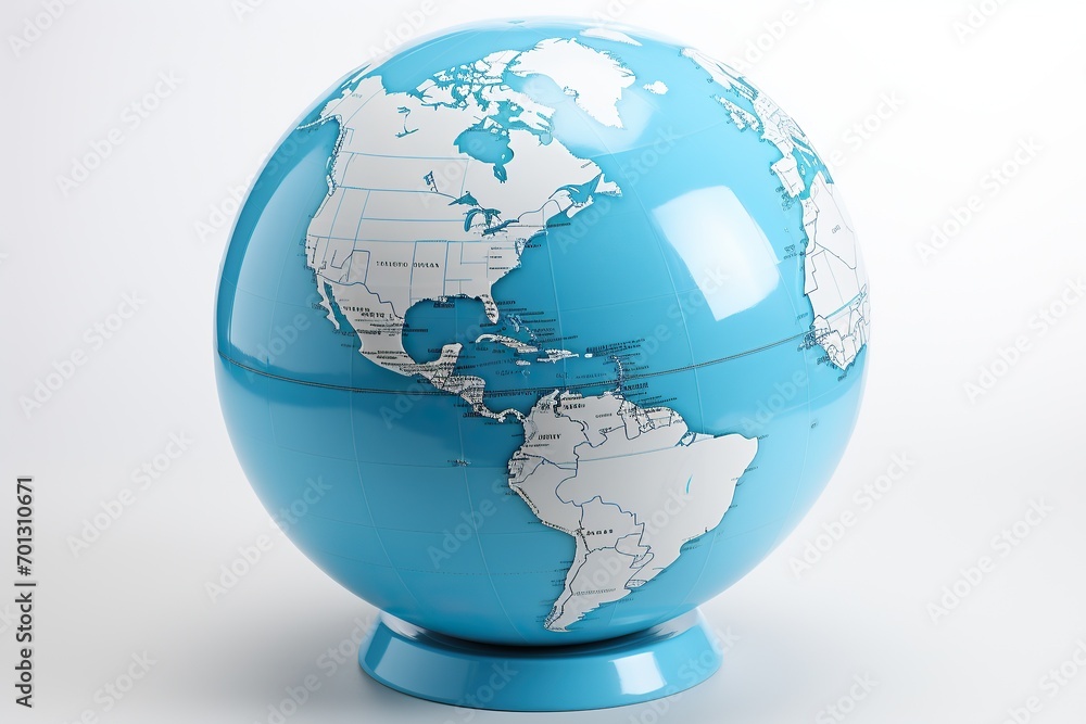 A minimalistic globe with a modern blue hue and a focus on the Americas. A minimalistic globe with a modern blue hue and a focus on the Americas.