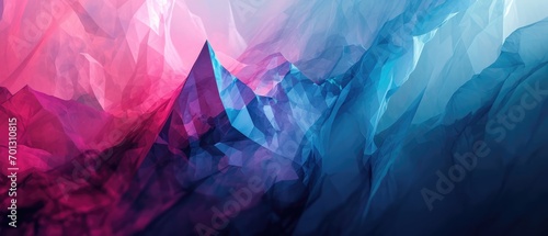 Pink to blue gradient on a geometric, polygonal abstract background.