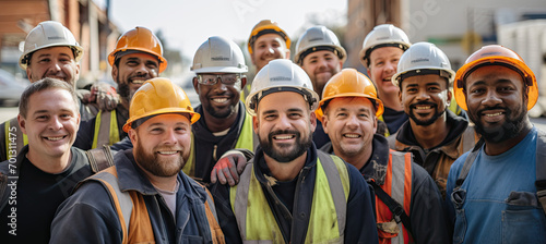 Diverse and mixed group of satisfied and happy workers