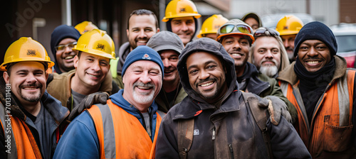 Diverse and mixed group of satisfied and happy workers