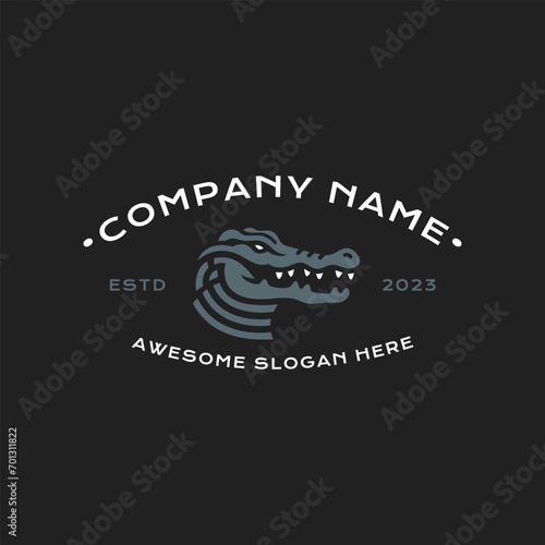 Luxury crocodile mascot vector logo design. Simple minimalist amphibian animal as company brand identity. Vector illustration.