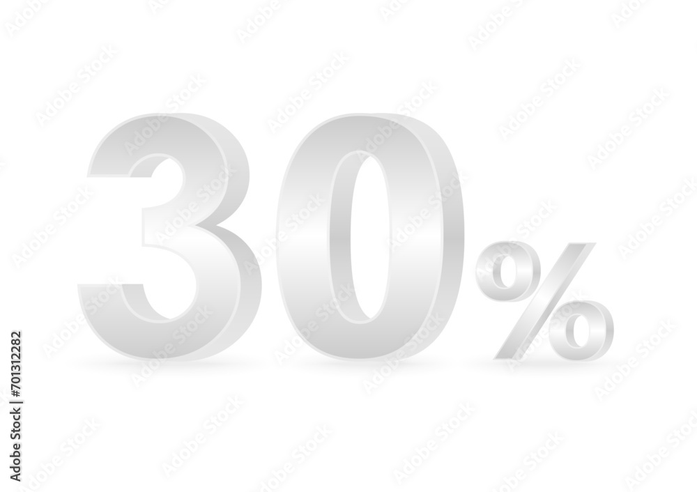 30% or 30 Percent Off Sale Discount. 30% for Banner, Poster or Advertising. Vector Illustration. 30% or 30 Percent Off Sale Discount. 30% for Banner, Poster or Advertising. Vector Illustration.