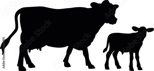 Cow and Calf SVG Cut File for Cricut and Silhouette, EPS ,Vector, PNG , JPEG, Zip Folder