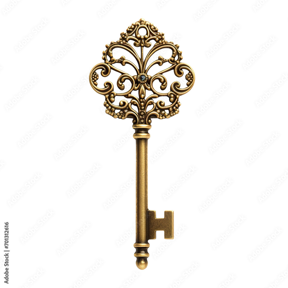 golden key isolated on black