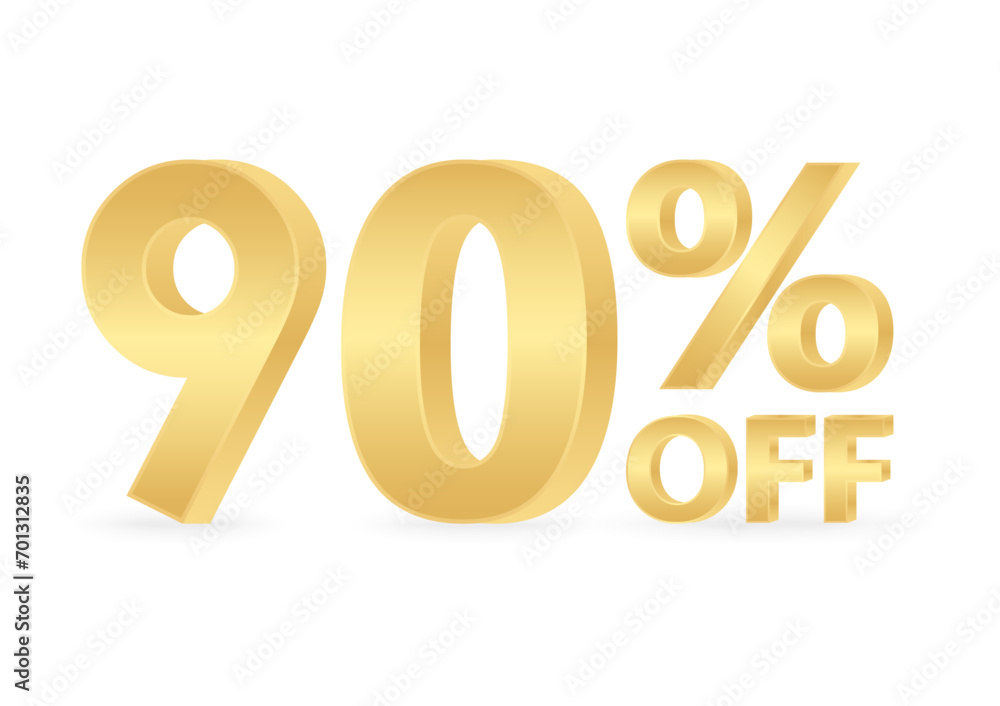 90% or 90 Percent Off Sale Discount. 90% for Banner, Poster or Advertising. Vector Illustration. 90% or 90 Percent Off Sale Discount. 90% for Banner, Poster or Advertising. Vector Illustration.
