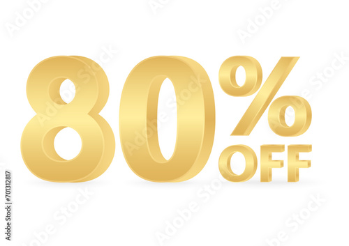 80% or 80 Percent Off Sale Discount. 80% for Banner, Poster or Advertising. Vector Illustration. 