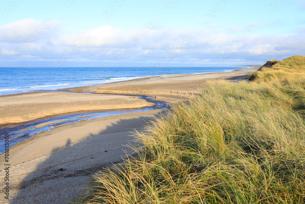 Idyllic sand beach in Thy National Park near Hanstholm in Jutland, Denmark Idyllic sand beach in Thy National Park near Hanstholm in Jutland, Denmark