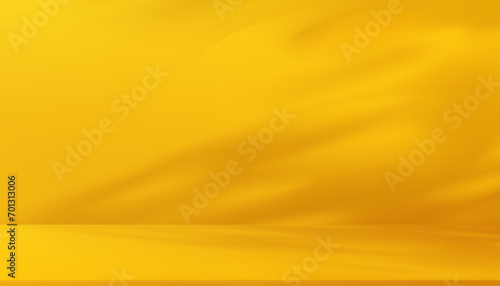 Yellow Background with Light,Leaves Shadow in Empty Room Studio,Yellow Gradient on Wall Room with Floor Mockup Display used for backdrop product present,Orange background for product shooting