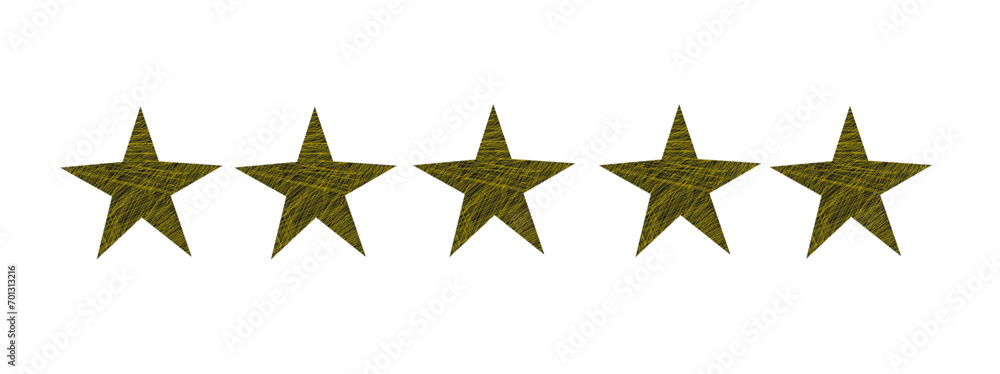 Obraz premium Five star feedback doodle. Sketch grunge style. Isolated vector illustration.