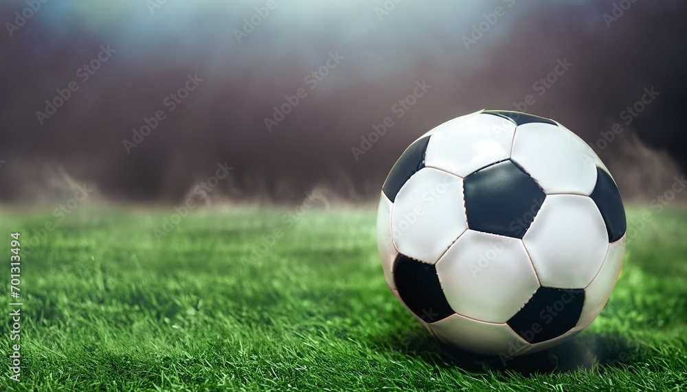 soccer ball on soccer field suitable as background or cover