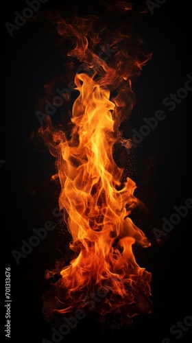 The fire is burning on a black background