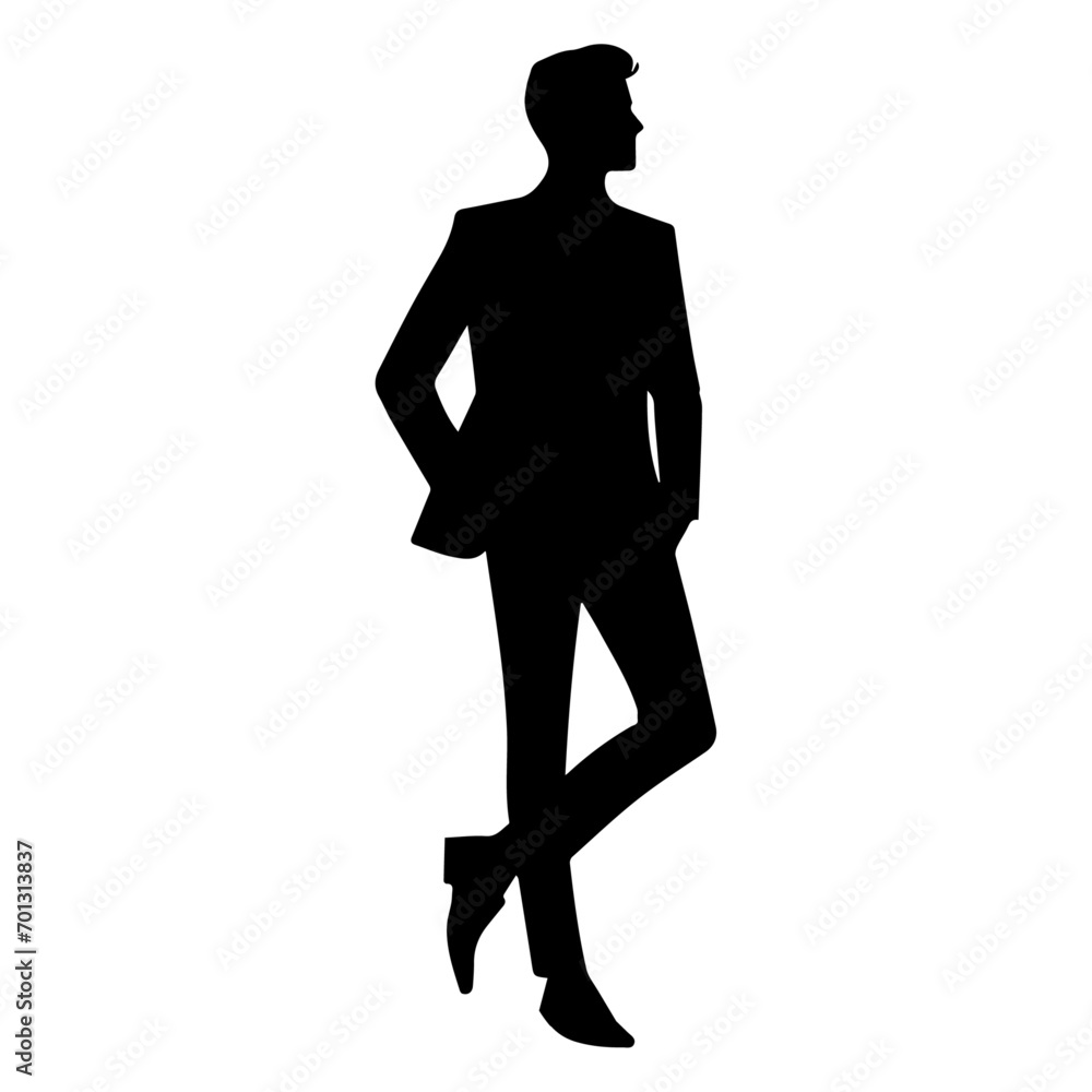 Fototapeta premium Business man pose vector silhouette black color, professional business man pose vector