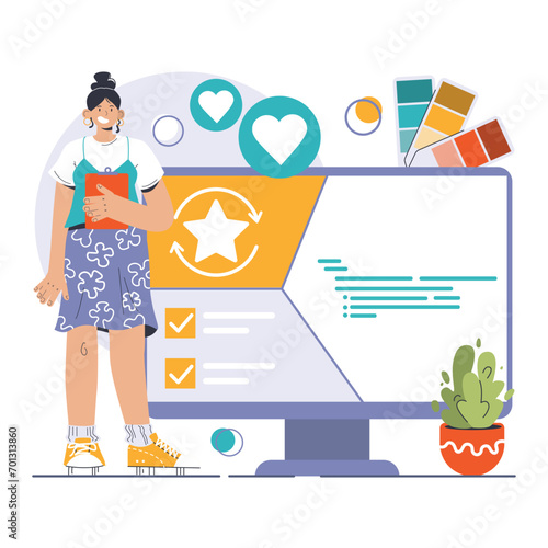 Product differentiation. Product competitive advantages. Price and quality Brand recognition and market niche definition. Flat vector illustration