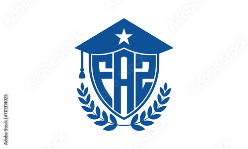 FAZ three letter iconic academic logo design vector template. monogram, abstract, school, college, university, graduation cap symbol logo, shield, model, institute, educational, coaching canter, tech