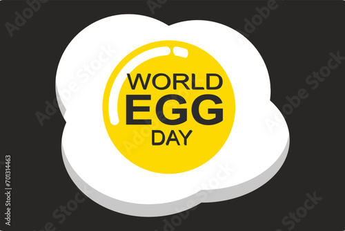 World Egg Day horizontal banner isolated on a blue background. Egg Day poster, banner. Vector Illustration design.