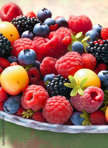 background full of fruit blueberries raspberries blackberries grapes suitable for packaging