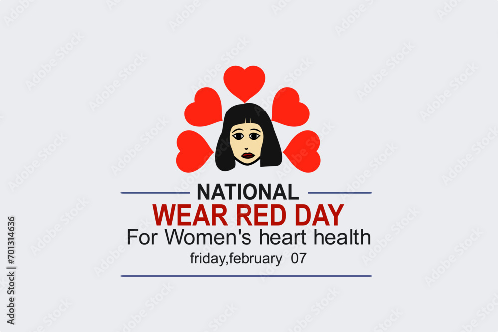 Vector illustration on the theme of National Wear Red day on February 7th.