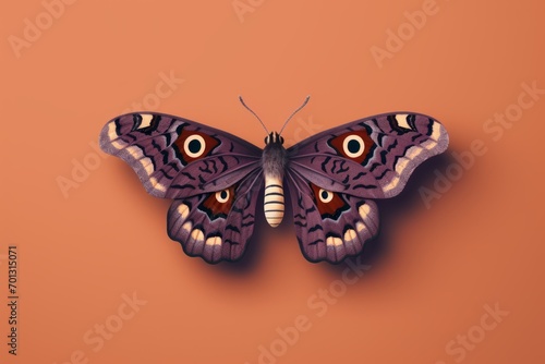 An exquisite digital illustration features a moth, a beautiful butterfly against an orange background.