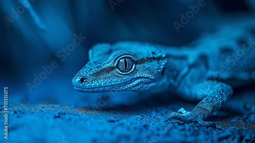 Wallpaper Mural A blue-scaled dragon, glowing in neon blue, emerges from blue fire against a blue background. Torontodigital.ca