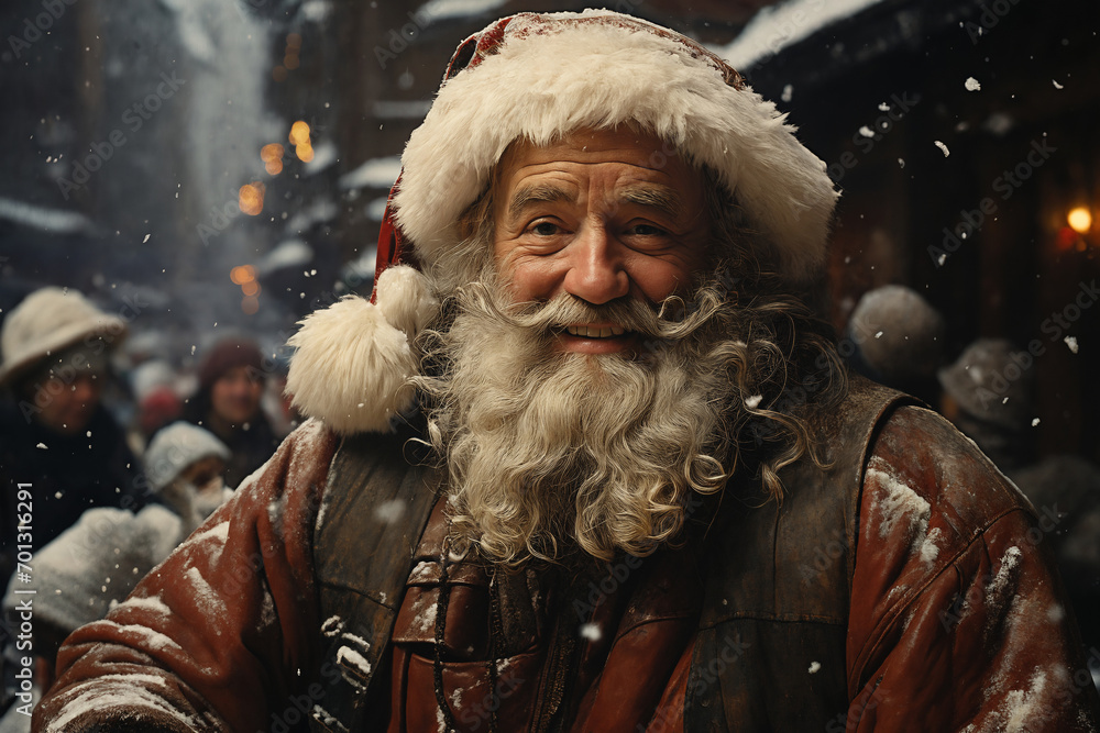 portrait of Santa on a city street in the evening portrait of Santa on a city street in the evening