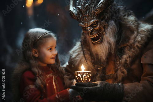 Portrait of Krampus, a monster from a Christmas tale