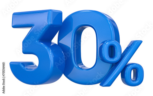 3D Render 30 Off Percent Blue