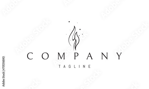Vector logo with an abstract image of a trembling candle flame in a linear style.