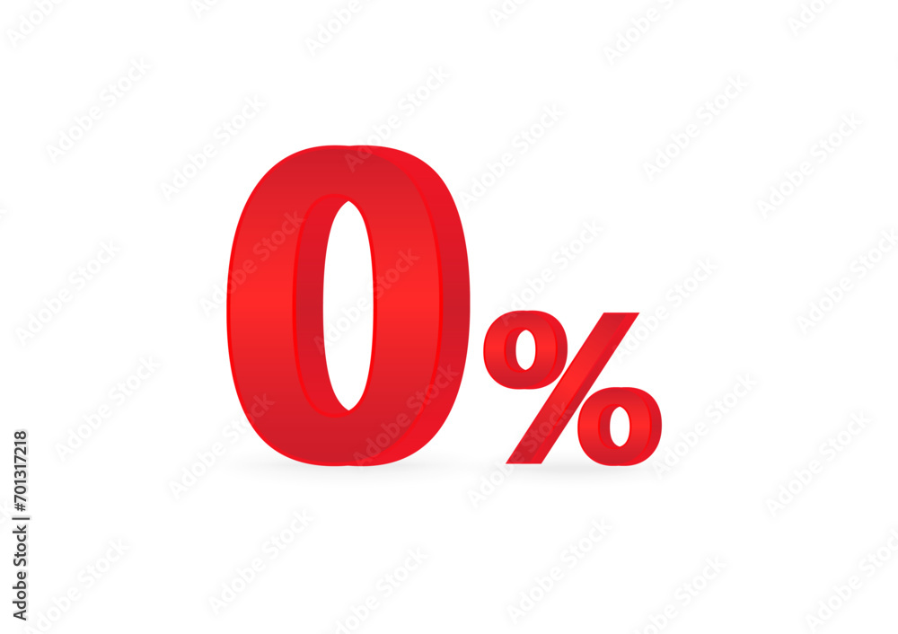 Zero Percent. 0% Sale Discount or 0% Commission. Vector Illustration Isolated on White Background. Zero Percent. 0% Sale Discount or 0% Commission. Vector Illustration Isolated on White Background.